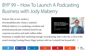 Here's an example of a recent podcast interview I did with my friend and podcasting expert, Jody Maberry.
